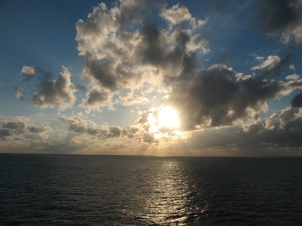 sun horizon clouds ocean