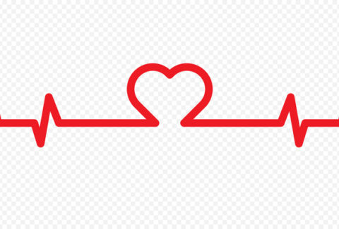 Heartbeat illustration. Cardiogram, heart shape, ecg pulse in vector flat style.