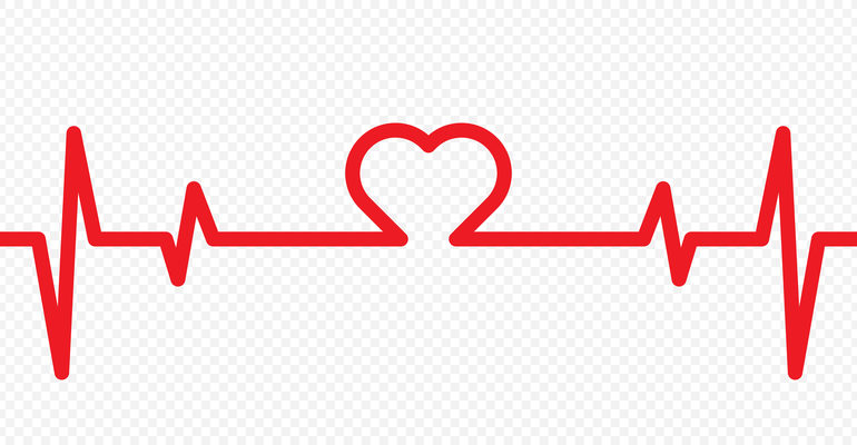 Heartbeat illustration. Cardiogram, heart shape, ecg pulse in vector flat style.