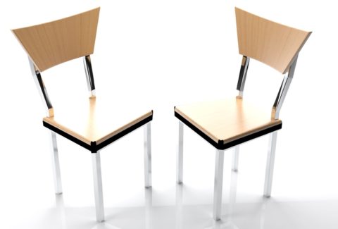 Couple of modern chairs on white background - 3D rendering