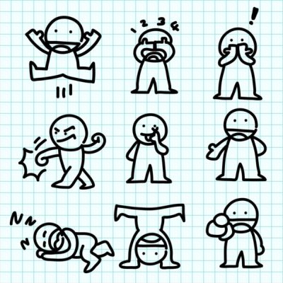 Emotion cartoon on  graph paper.