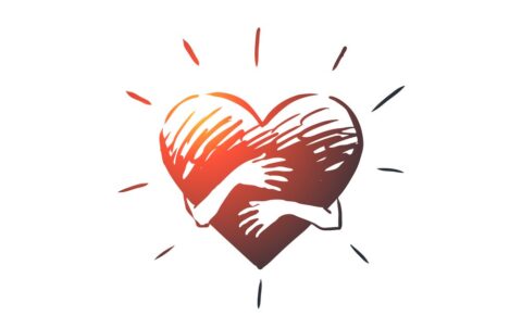 Empathy, heart, love, charity, support concept. Hand drawn isolated vector.