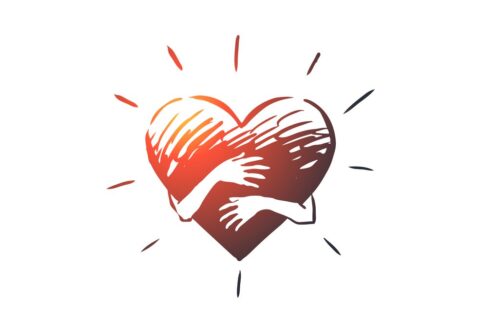 Empathy, heart, love, charity, support concept. Hand drawn isolated vector.