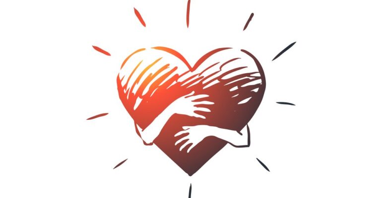 Empathy, heart, love, charity, support concept. Hand drawn isolated vector.