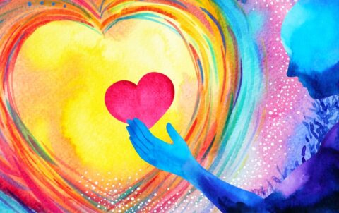 red heart love mind mental flying healing in universe spiritual