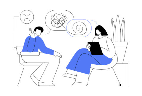 Talk therapy abstract concept vector illustration.