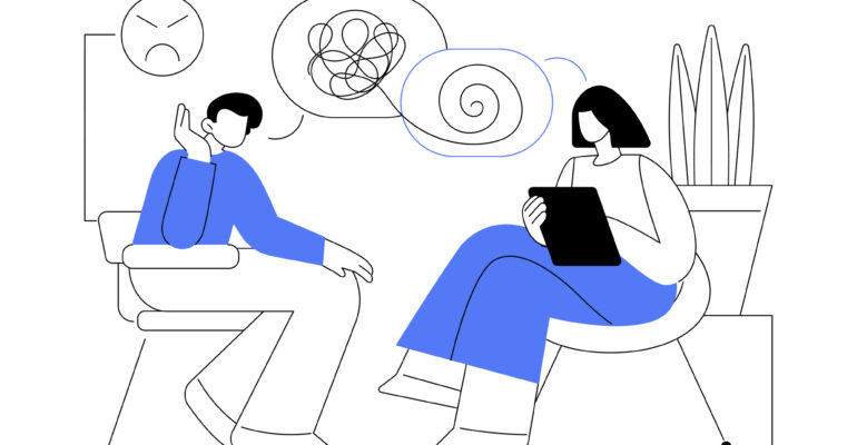 Talk therapy abstract concept vector illustration.