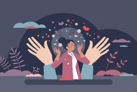 Mental self care for emotional balance and health harmony tiny person concept