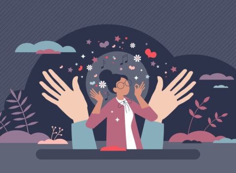 Mental self care for emotional balance and health harmony tiny person concept